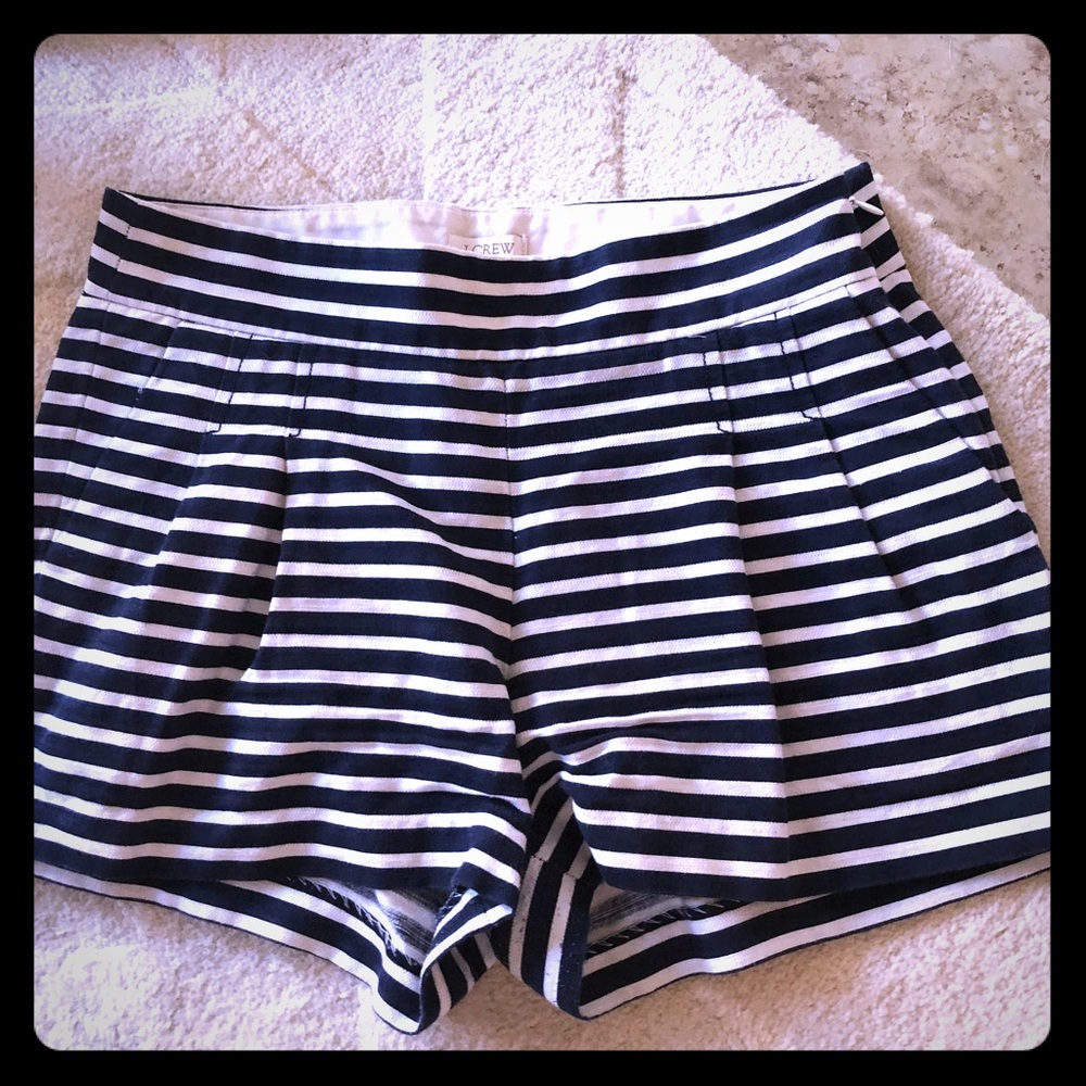 J Crew Navy and white striped shorts